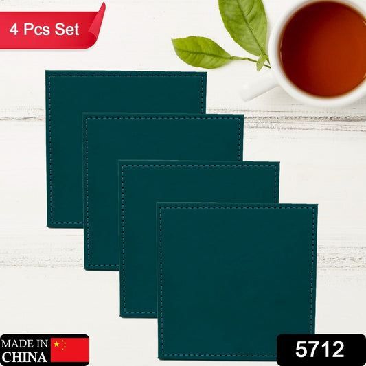 Square Leather Tea Coaster Set – Durable Dining & Coffee Table Decor (4 Pc) signaturekarts