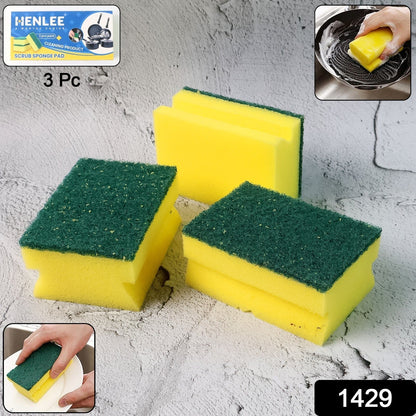 Scrub Sponge 2 in 1 PAD for Kitchen, Sink, Bathroom Cleaning Scrubber (3 Pc) Signature Kart