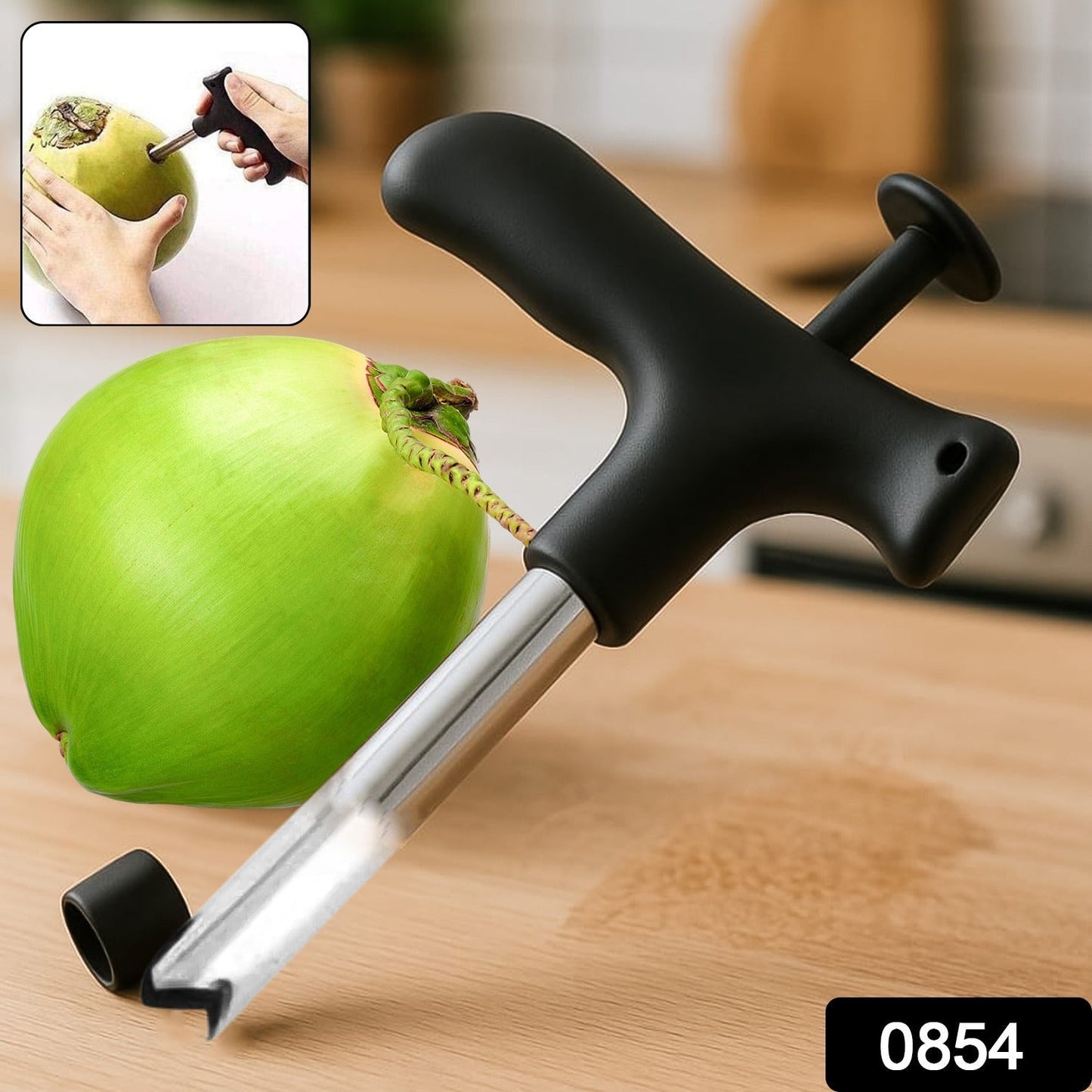 Premium Quality Stainless Steel Coconut Opener Tool / Driller with Comfortable Grip Signature Kart