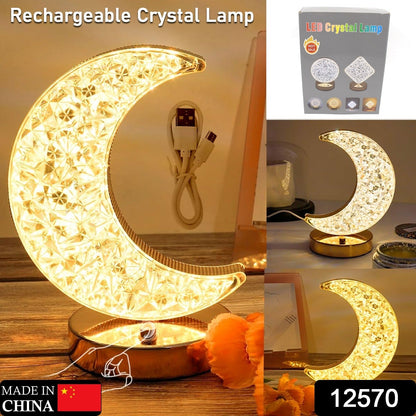 Moon Crystal Touch Table Lamp with 3 Color Dimmable USB Night Light signaturekarts