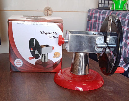 Stainless Steel Chips Maker and Vegetable Slicer for Kitchen Potato Slicer Graters and Chippers. Chips Maker is Suitable for Vegetable Cuttings. Chips Maker Consist Hard Coated Iron Wheel and Stand. signaturekarts