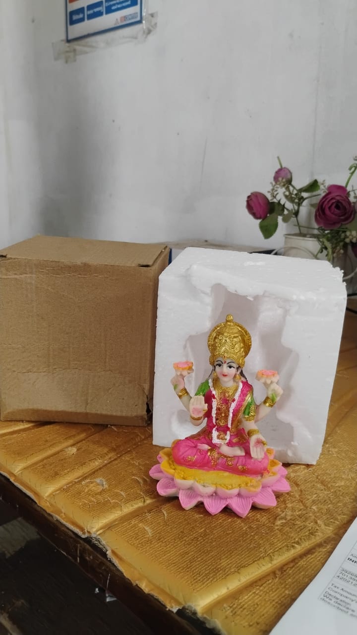 Beautiful Decorative Lakshmi Mata Idol Sitting on Lotus (1 Pc) signaturekarts