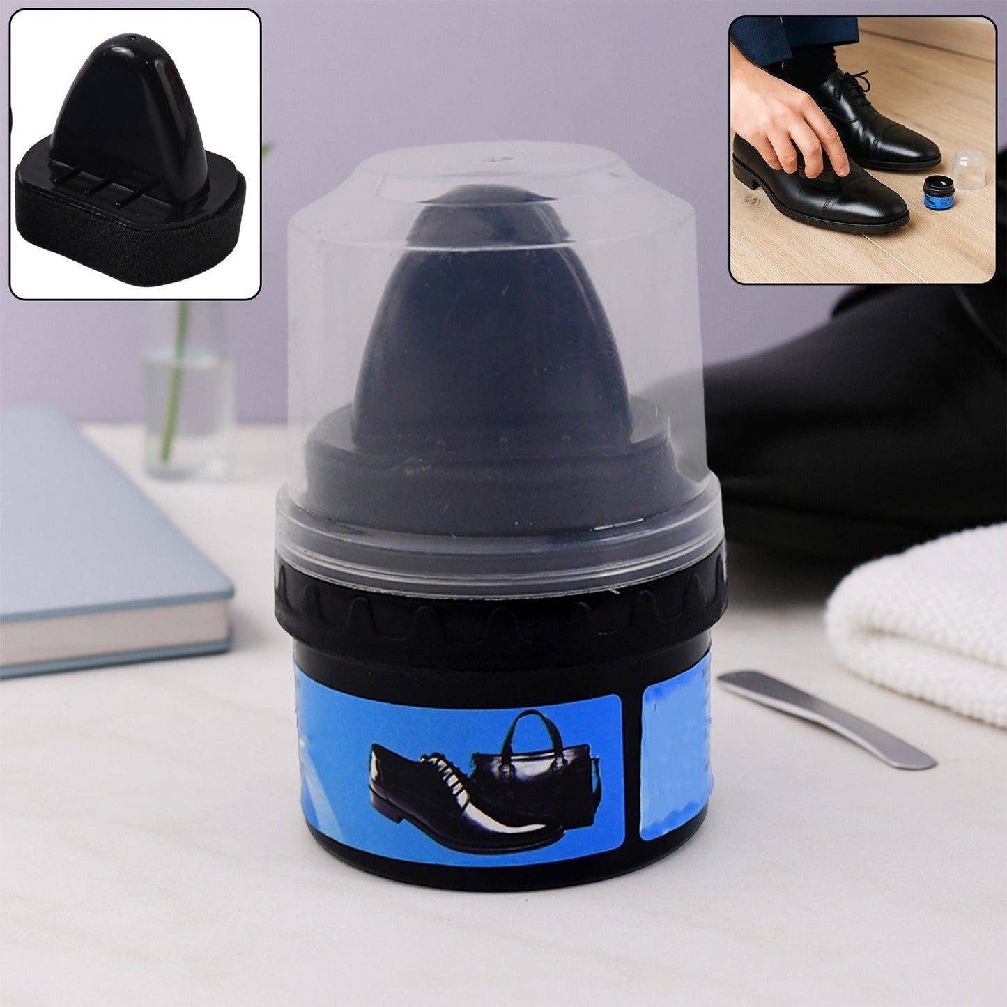 Instant Shoe Shine Sponge with Liquid Polish (1 Pc) signaturekarts