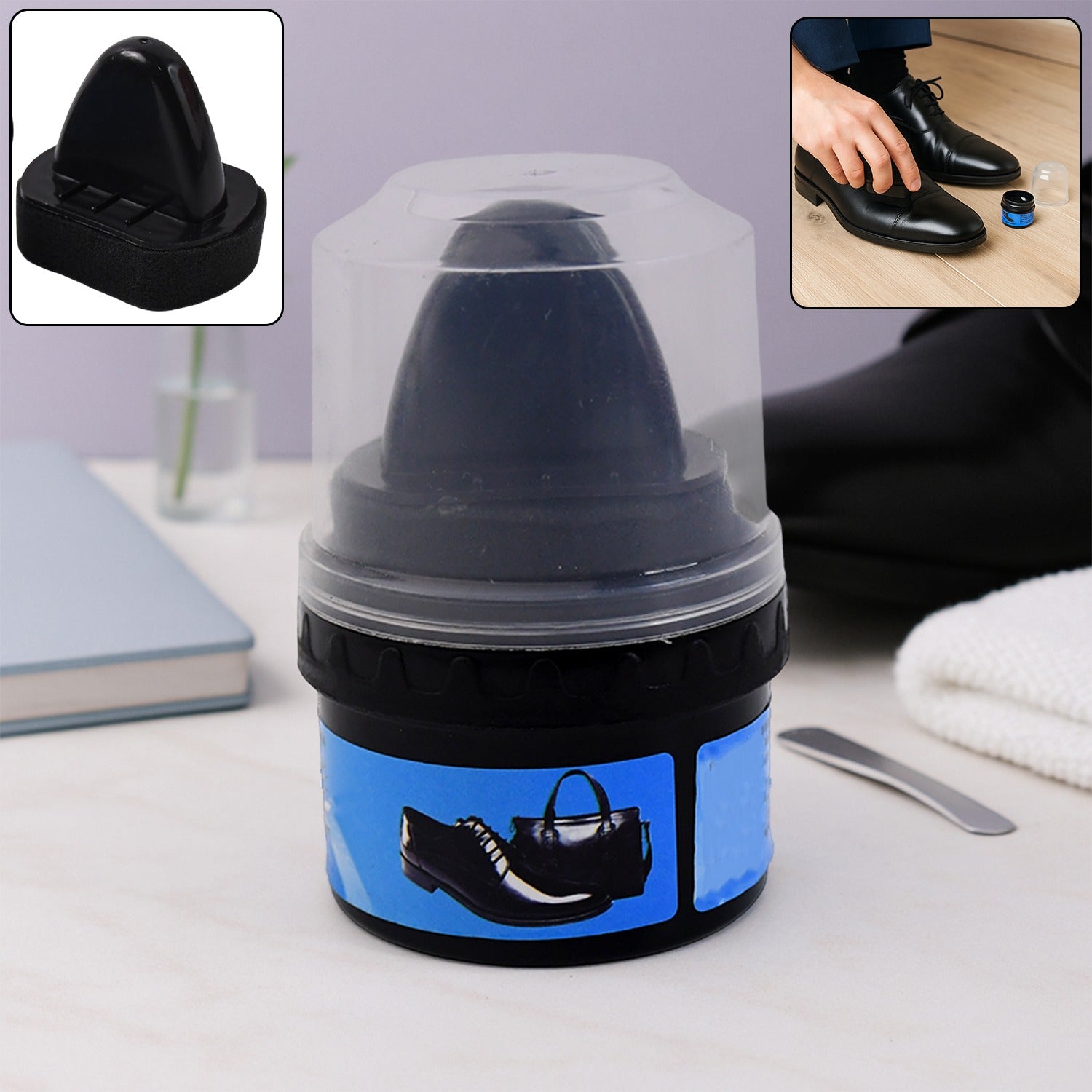 Instant Shoe Shine Sponge with Liquid Polish (1 Pc) signaturekarts