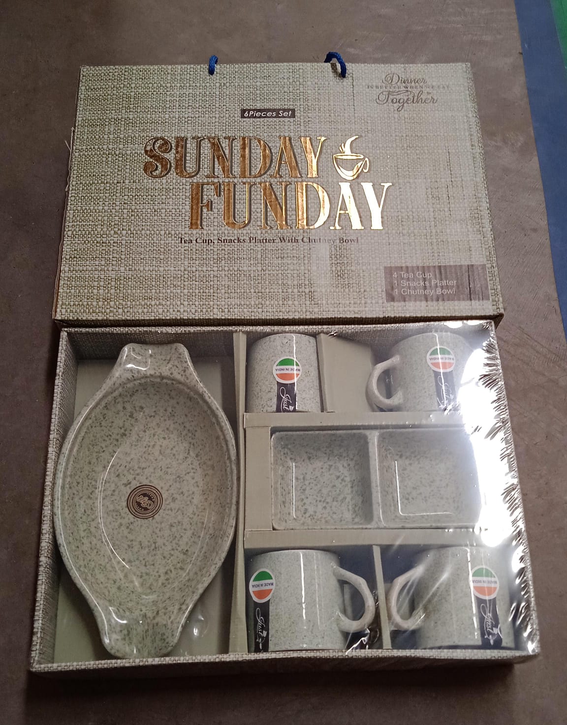 Sunday Funday 6-Piece Tea Set – Platter & Dual Bowl signaturekarts