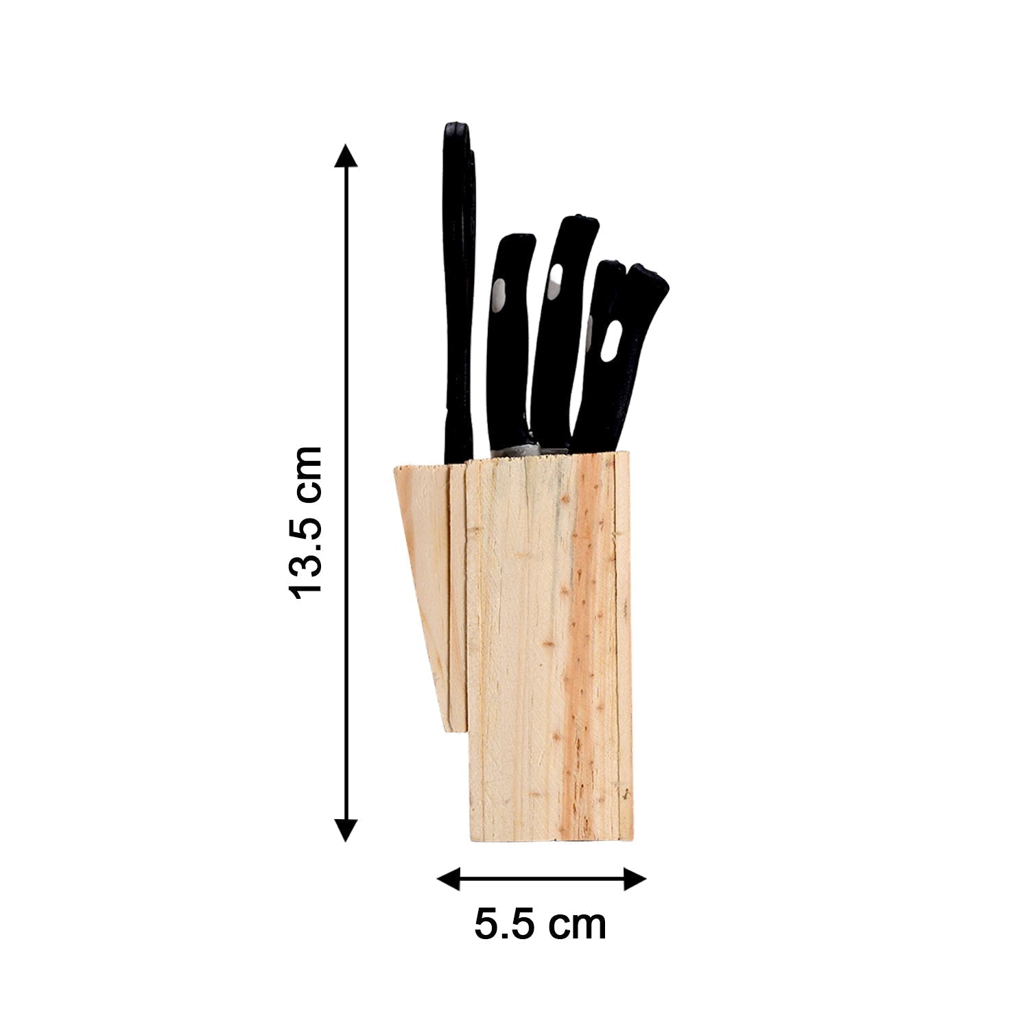 Kitchen Knife Set with Wooden Block and Scissors (5 pcs, Black) signaturekarts