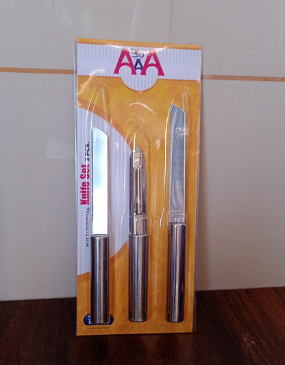 Stainless Steel Multipurpose Sharp Cutting Knife for Fruit Meat Vegetables 3 Pc signaturekarts