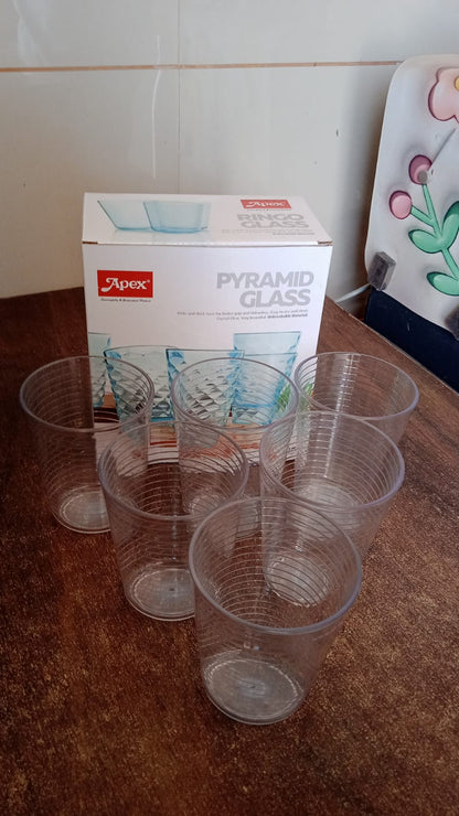 Apex Pyramid Ringo Plastic Glass – 300ml Approx | Durable, Crystal-Clear Tumbler Signature kart