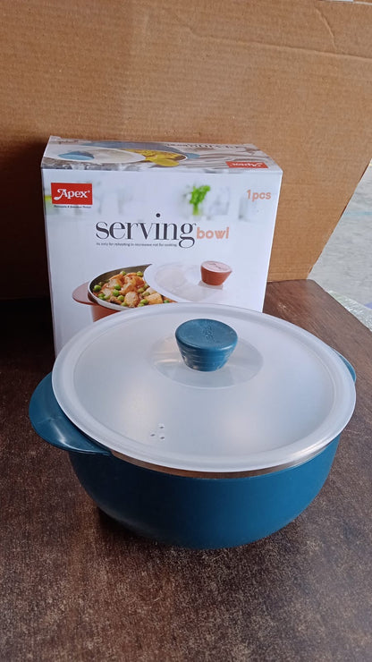 Apex 2200ml Microwave-Safe Plastic Serving Bowl with Lid (1 Pc) Signature Kart
