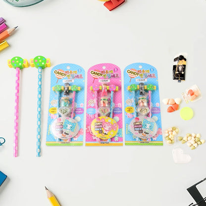 Fun Candy Design Pencil Set with Accessories (1 Set / Mix Design) Signature Kart