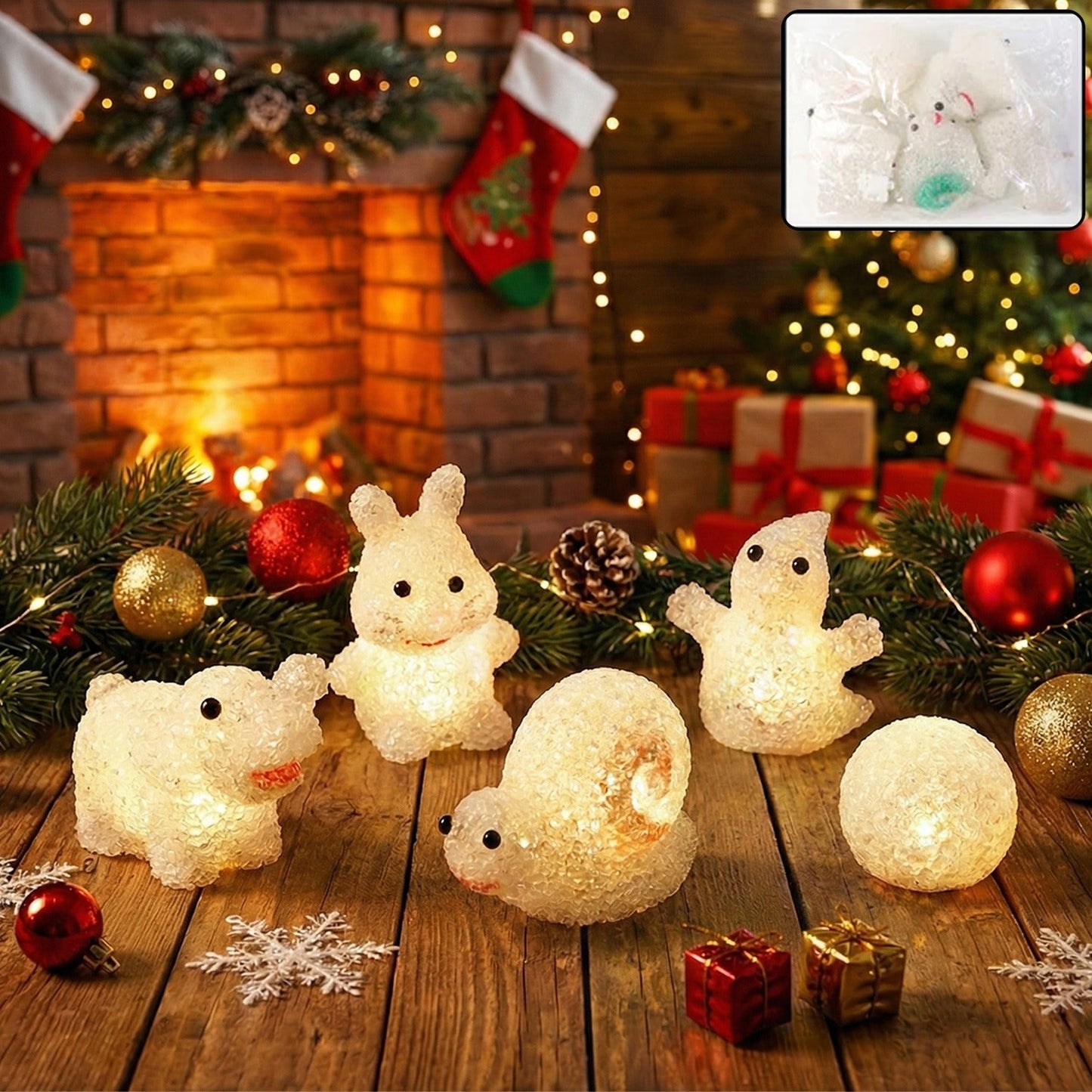 Christmas MULTI SHAPE SMALL LIGHT LAMPS LED SHAPE CRYSTAL  CHRISTMAS NIGHT LIGHT LAMP (6 PC SET) signaturekarts