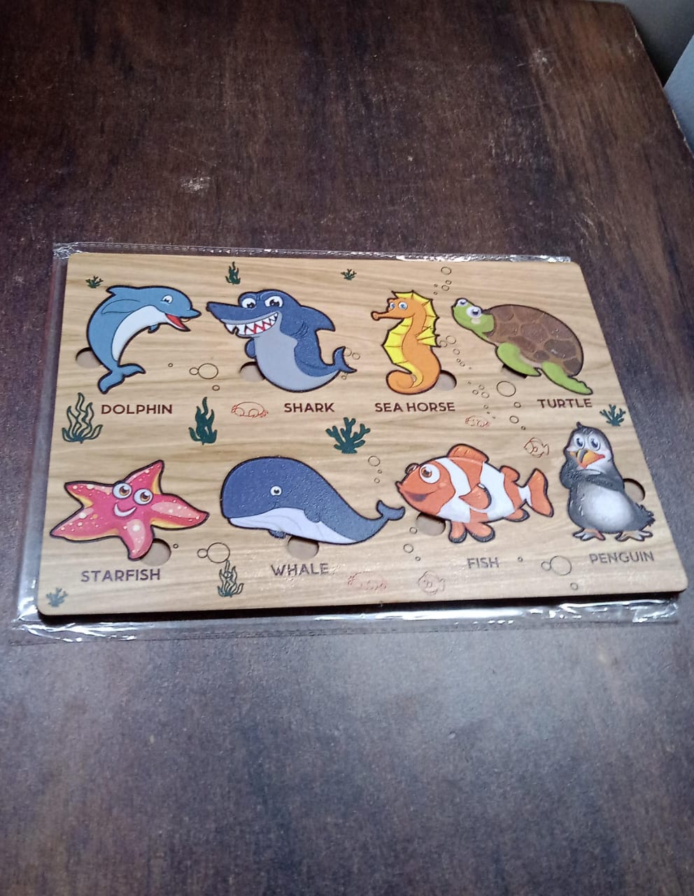 Seawater Animal Wooden Puzzle Learning Educational Board (1 Set) Signaturekarts