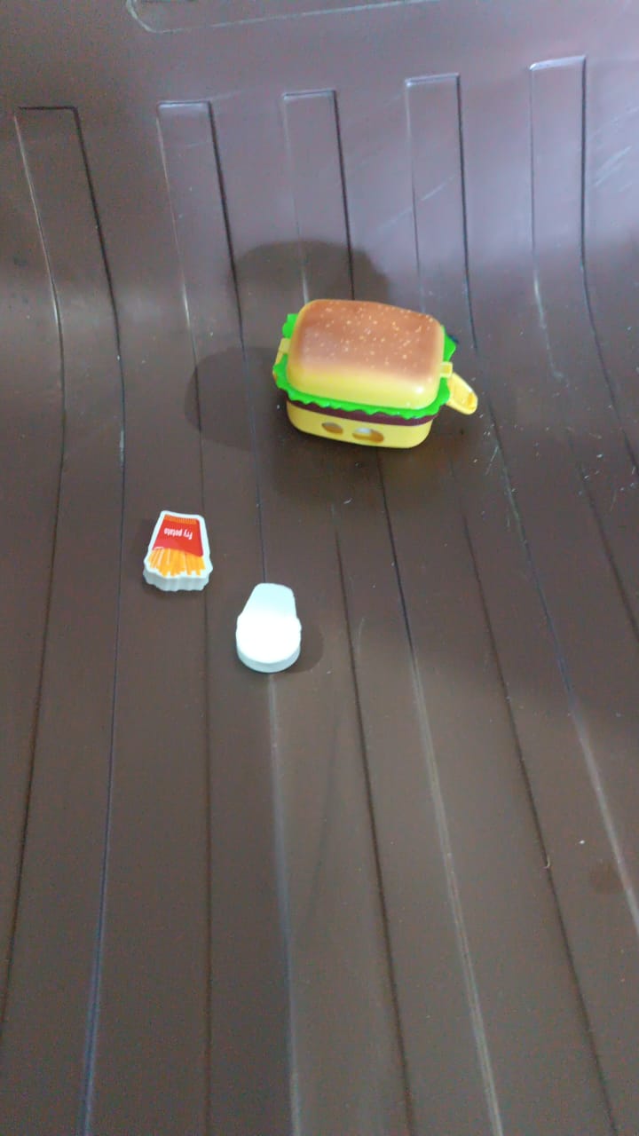 Plastic Burger Shape Small Size Double Hole Sharpener With Eraser (1 Set) Signature kart