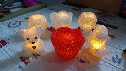Christmas MULTI SHAPE SMALL LIGHT LAMPS LED SHAPE CRYSTAL  CHRISTMAS NIGHT LIGHT LAMP (6 PC SET) signaturekarts