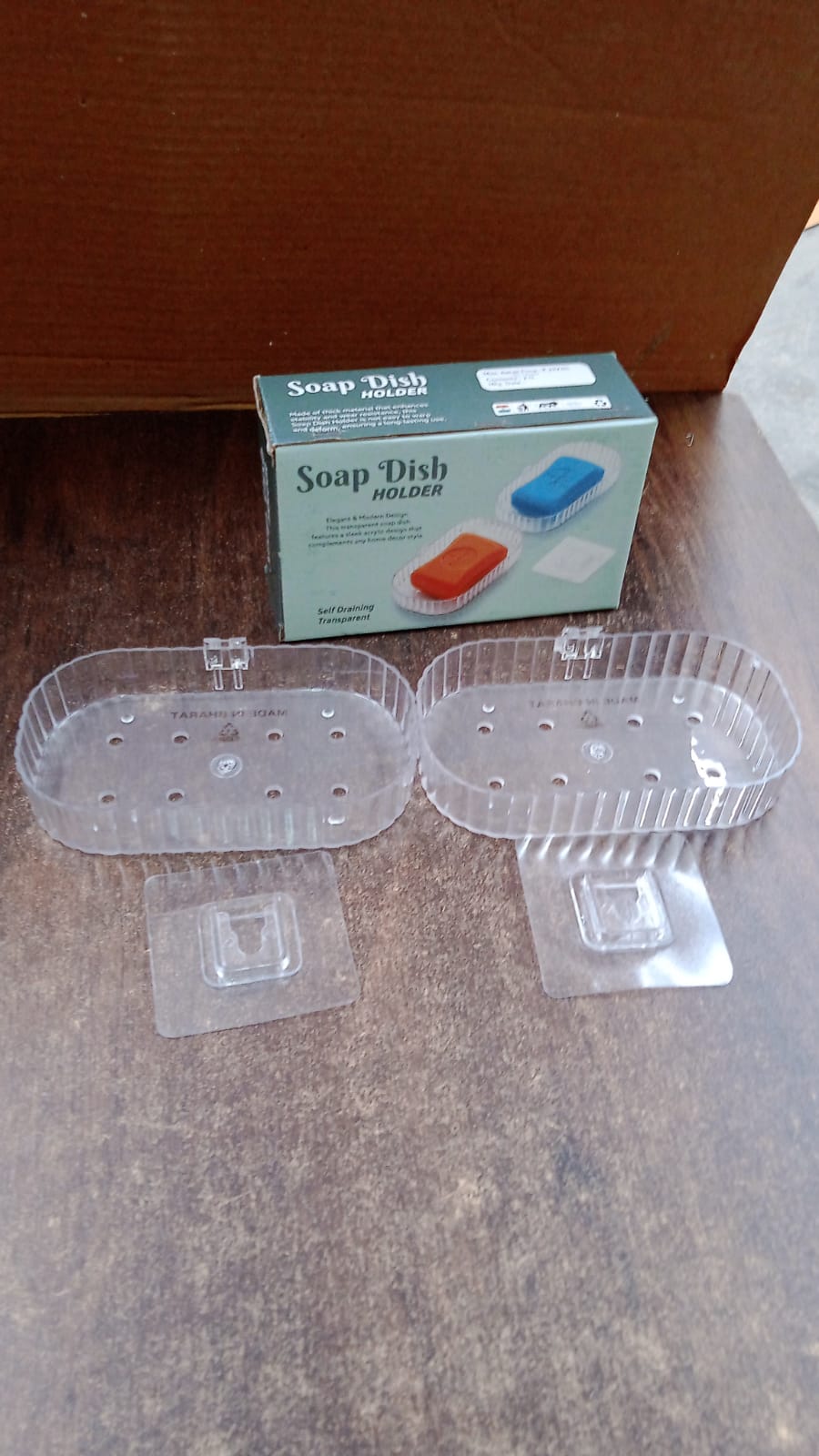 Self Adhesive Transparent Wall Mounted Soap Dish Holder (2 Pc) Signature Kart