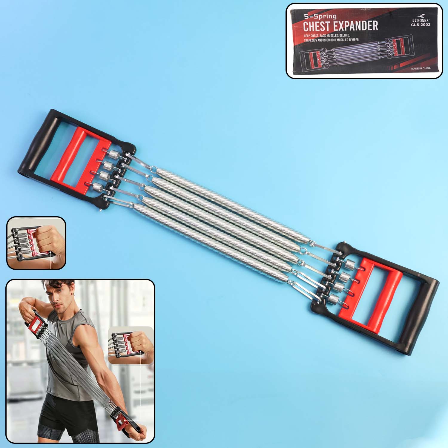 5-Spring Chest Expander for Home Workout signaturekarts