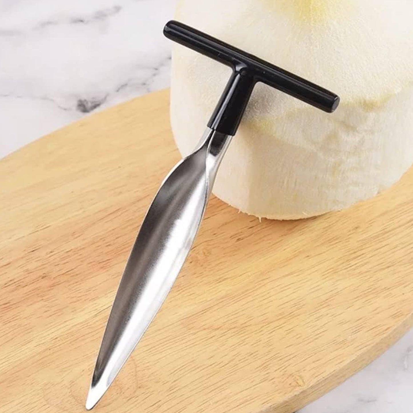 Stainless Steel Coconut Breaker Tool with Comfortable T-Handle (1 Pc) signaturekarts