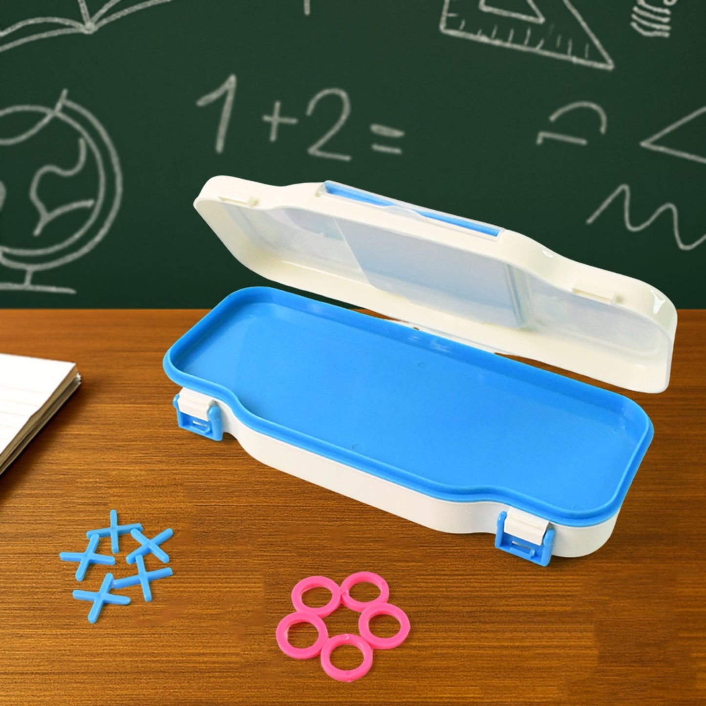 Kids Pencil Box with Built-in Tic Tac Toe Game Signature Kart