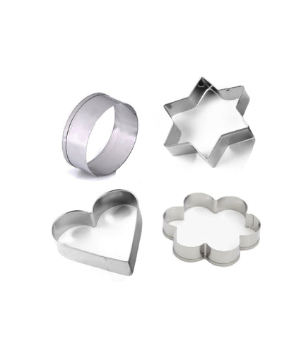 Stainless Steel Cookie Cutter Set – Heart, Star & Flower Shapes (4 Pcs) signaturekarts