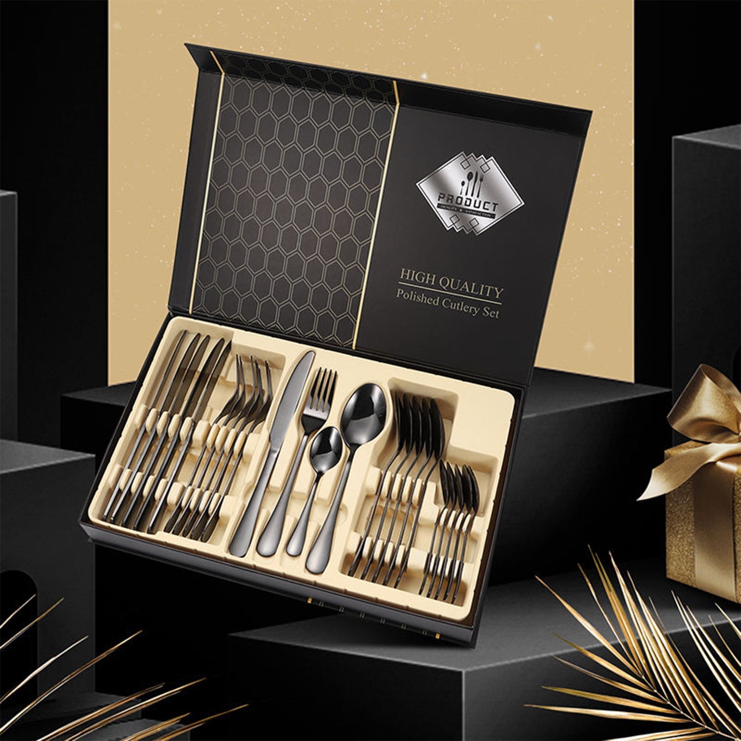 Premium Stainless Steel Polished Cutlery Set (24 Pc) signaturekarts