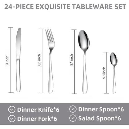 Premium Stainless Steel Polished Cutlery Set (24 Pc) signaturekarts