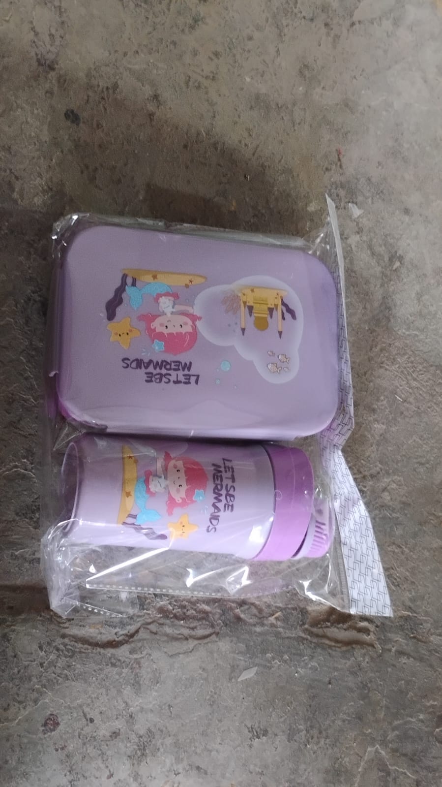 Plastic Lunch Box Leak Proof 2 Compartment with Bottle and Fork (1 Set / Mix Color) Signaturekarts