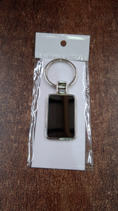 Premium Rectangular Black & Silver Metal Keychain (1 Pc) Signature Kart