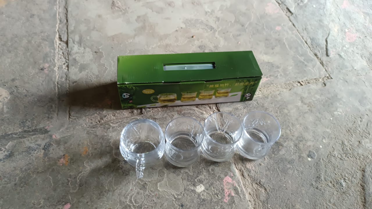 Glass 3 Pc Mug & 1 Pc Cup Set, Water glass (4 Pcs Set) Signaturekarts