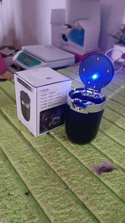 Portable Car Ashtray with Lid and Blue LED Light (1 Pc) Signaturekarts