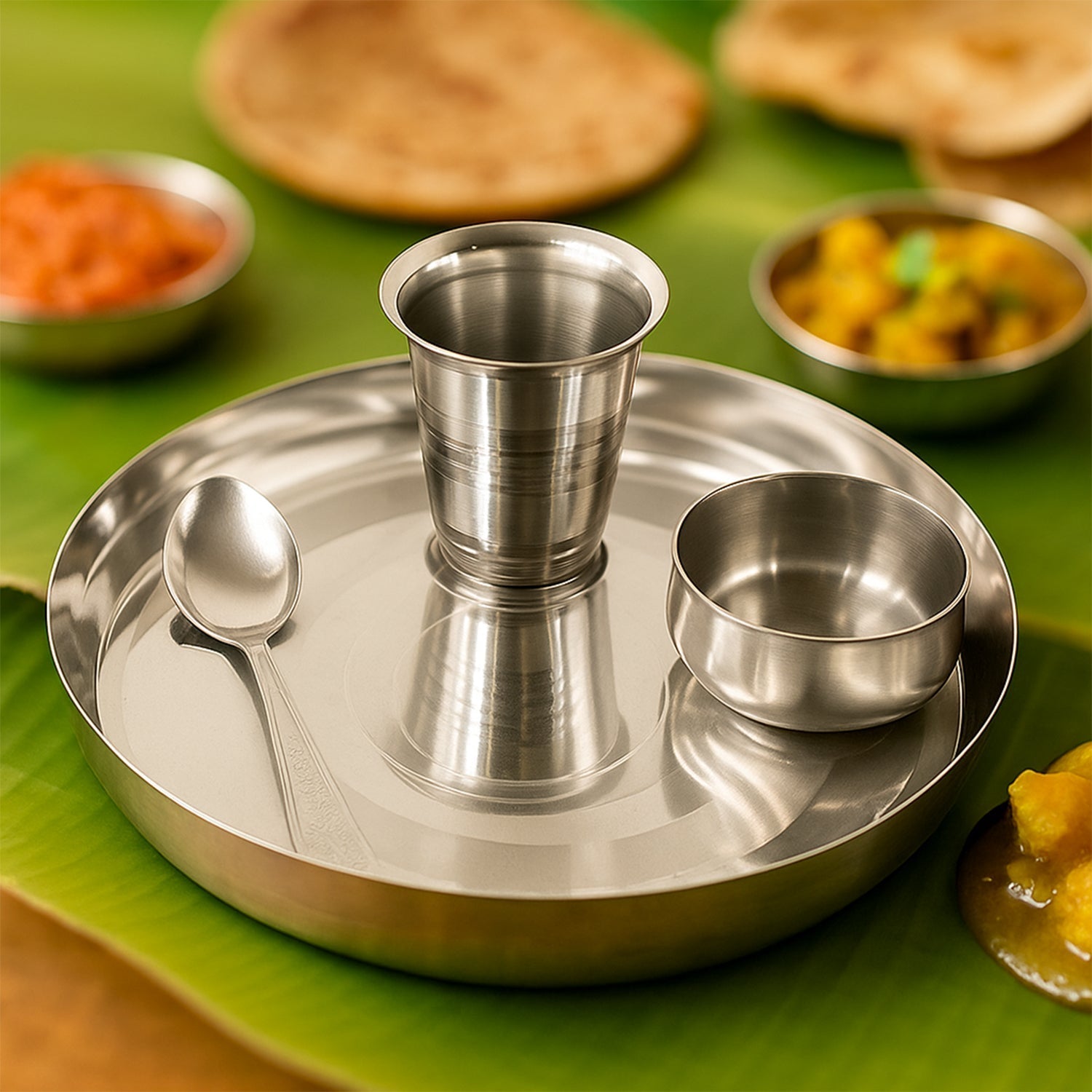Stainless Steel Pooja Thali - (Set) signaturekarts
