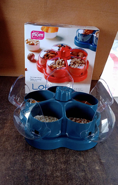 Supermom Lotus Shape Rotating Dry Fruit & Snack Organizer Box Compartments (1 Pc) Signature Kart