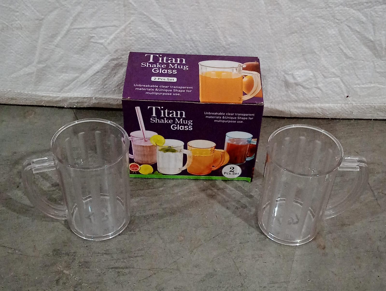 Stylish Juice Glass With Handle, Water Glass, Beer Glass, Milk Shake Glass, Multipurpose Glass Plastic Beer Mug, Unbreakable Beer Tasting Glasses, Clear Juice Glasses Suitable for Kids (2 pc) signaturekarts