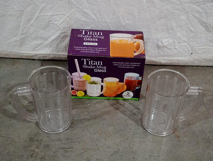 Stylish Juice Glass With Handle, Water Glass, Beer Glass, Milk Shake Glass, Multipurpose Glass Plastic Beer Mug, Unbreakable Beer Tasting Glasses, Clear Juice Glasses Suitable for Kids (2 pc) signaturekarts
