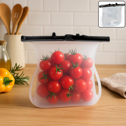 Reusable Silicone Food Storage Bag Leakproof Flat Bottom Freezer 1 Pc signaturekarts