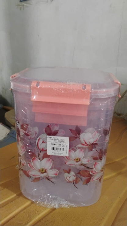 Square 3 Pcs Floral Printed Airtight Storage Container Set (3 Pcs Set) Signature Kart
