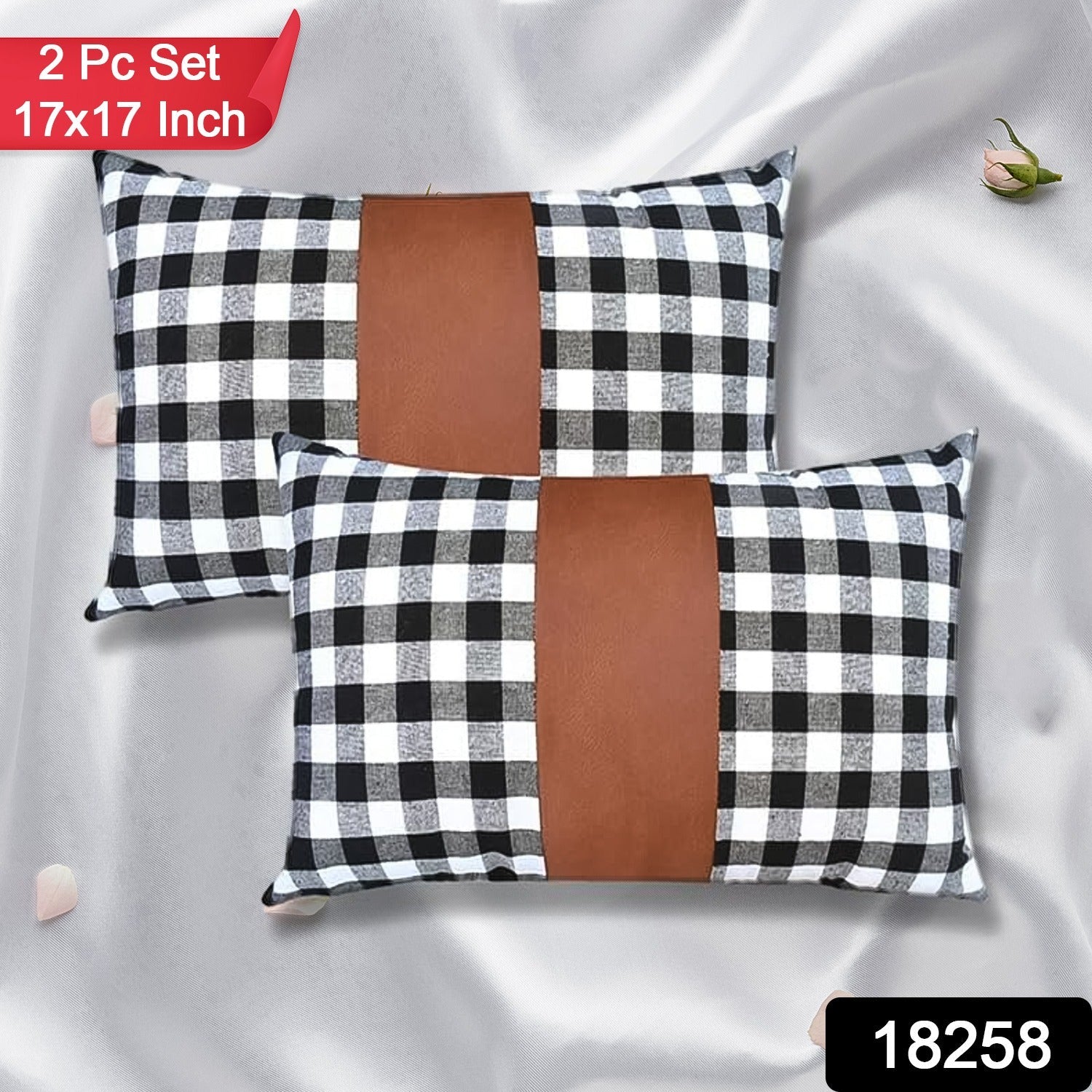 Pillow Covers, Leather & Cotton Cushion Covers (17 × 17 Inch / 1 Pair / 2 Pc) Signaturekarts
