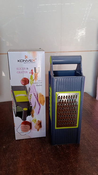 Steel and Plastic 4 in 1 Vegetable & Fruit Slicer Grater / Slicer (1 Pc) Signaturekarts