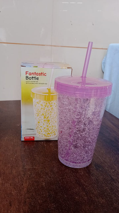 Plastic Reusable Sipper Tumbler with Lid and Straw (1 Pc / 500 ML / Mix Color / 1 Pc) signaturekarts