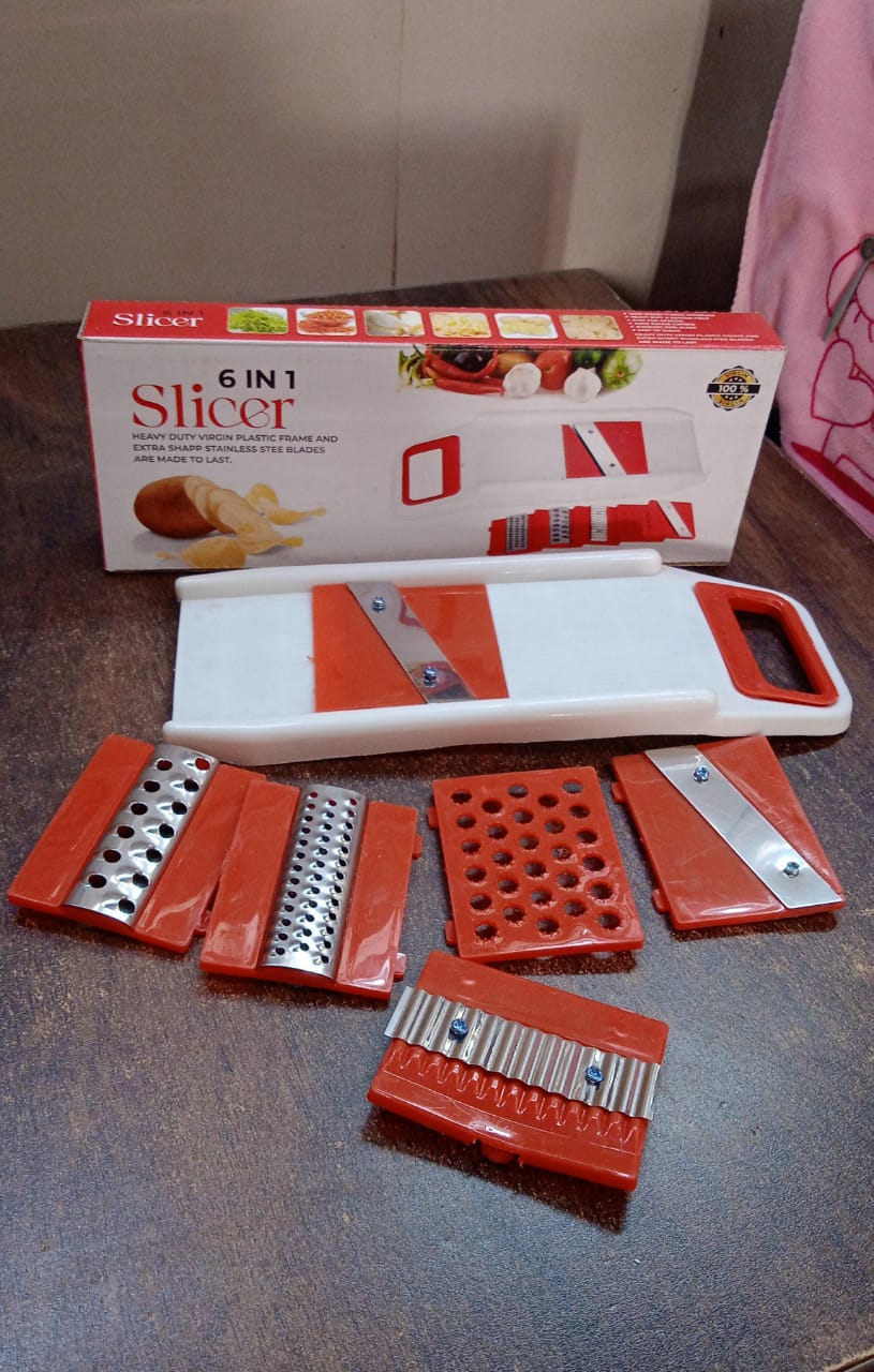 Plastic 6 in 1 Vegetables Slicer, Cutter and Fruit Dicer Grater (1 Set) Signaturekarts