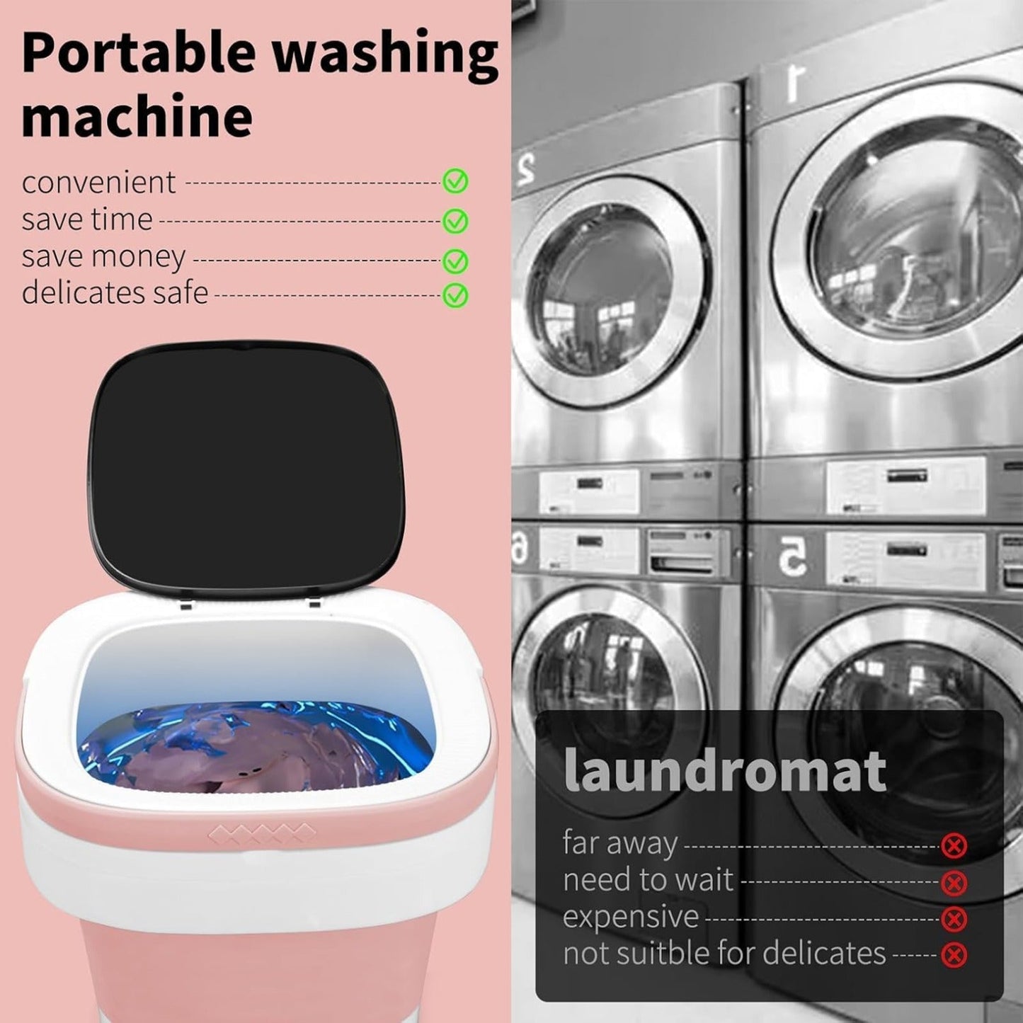 Portable Washing Machine, Foldable Washer and Dryer Combo (1 Set / Mix Color) Signaturekarts