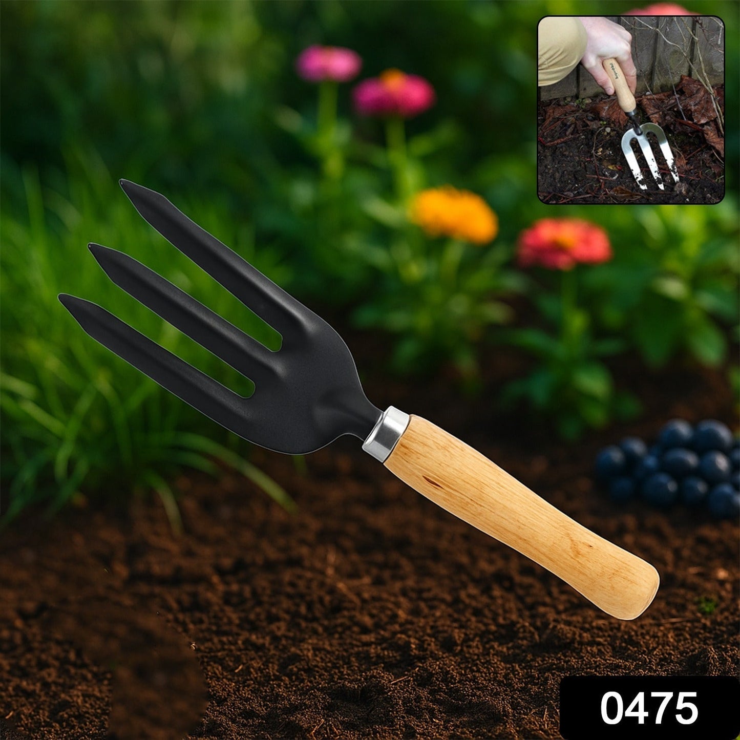 Hand Weeding Fork (Steel, Black) Signature Kart