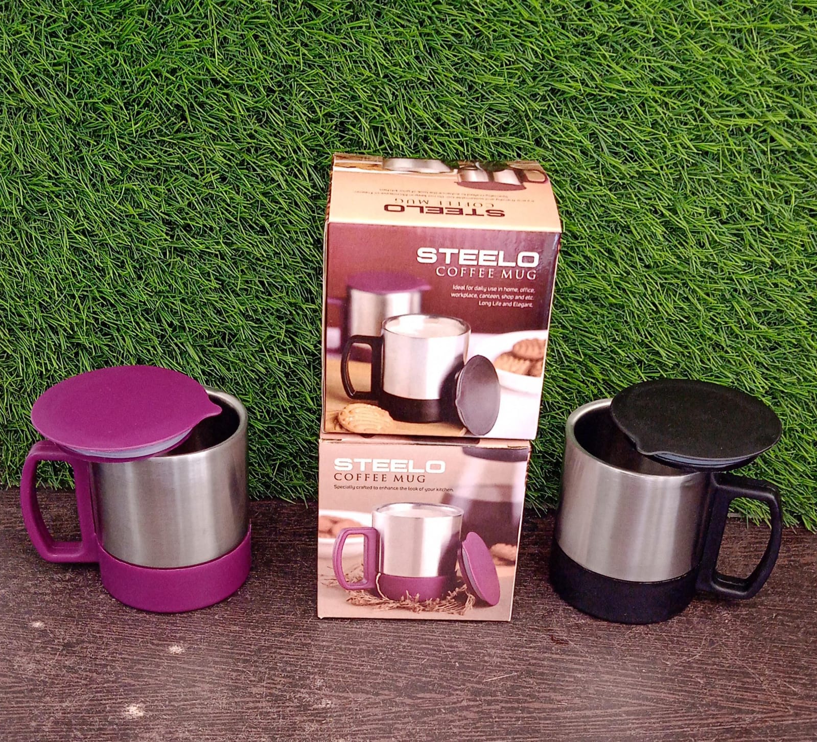 Stainless Steel Coffee/Tea Cup, Stainless Steel Lid Cover Hot Coffee/Tea Mug Hot Insulated Double Wall Stainless Steel, Coffee and Milk Cup with Lid & Handle Easy To Carry - Coffee Cup (1 Pc) signaturekarts