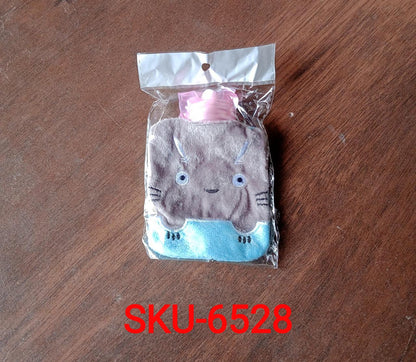 Grey Cat Print Small Hot Water Bag with Cover for Pain Relief signaturekarts