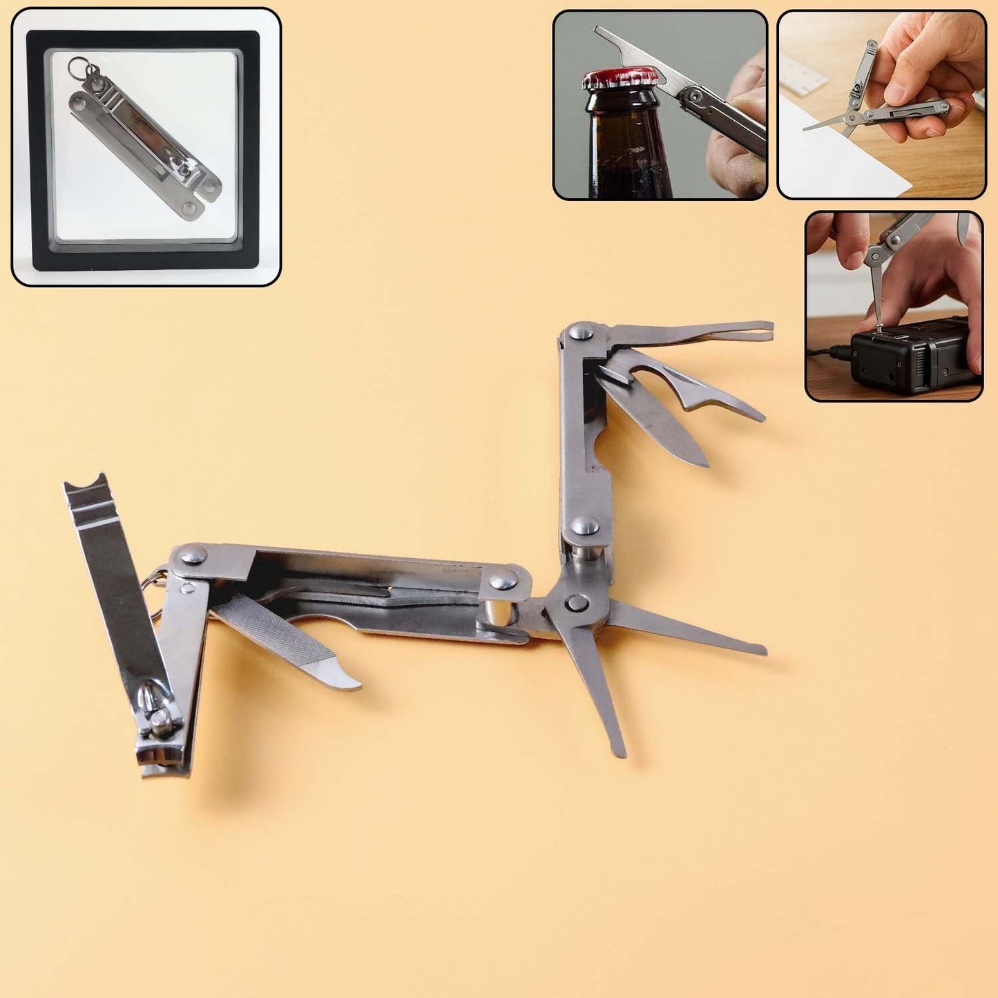 Stainless Steel 8-in-1 Multipurpose Pocket Tool Kit signaturekarts