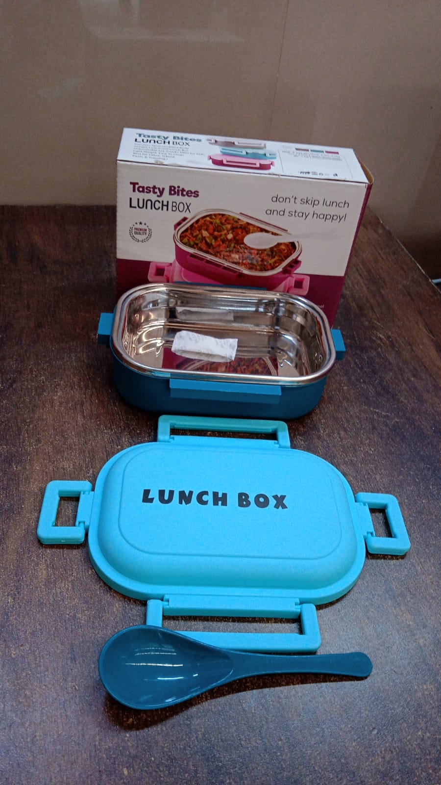 Insulated Testy Stainless Steel Leakproof Lunch Box With Spoon (1 Set) Signature kart