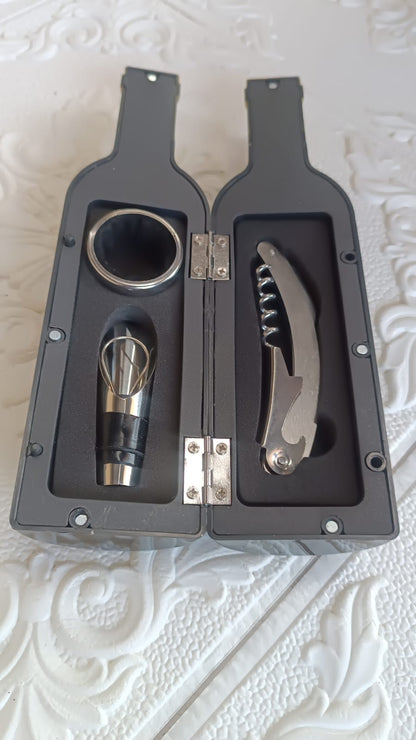 Premium Wine Bottle Shape Bar Accessory Gift Set signaturekarts