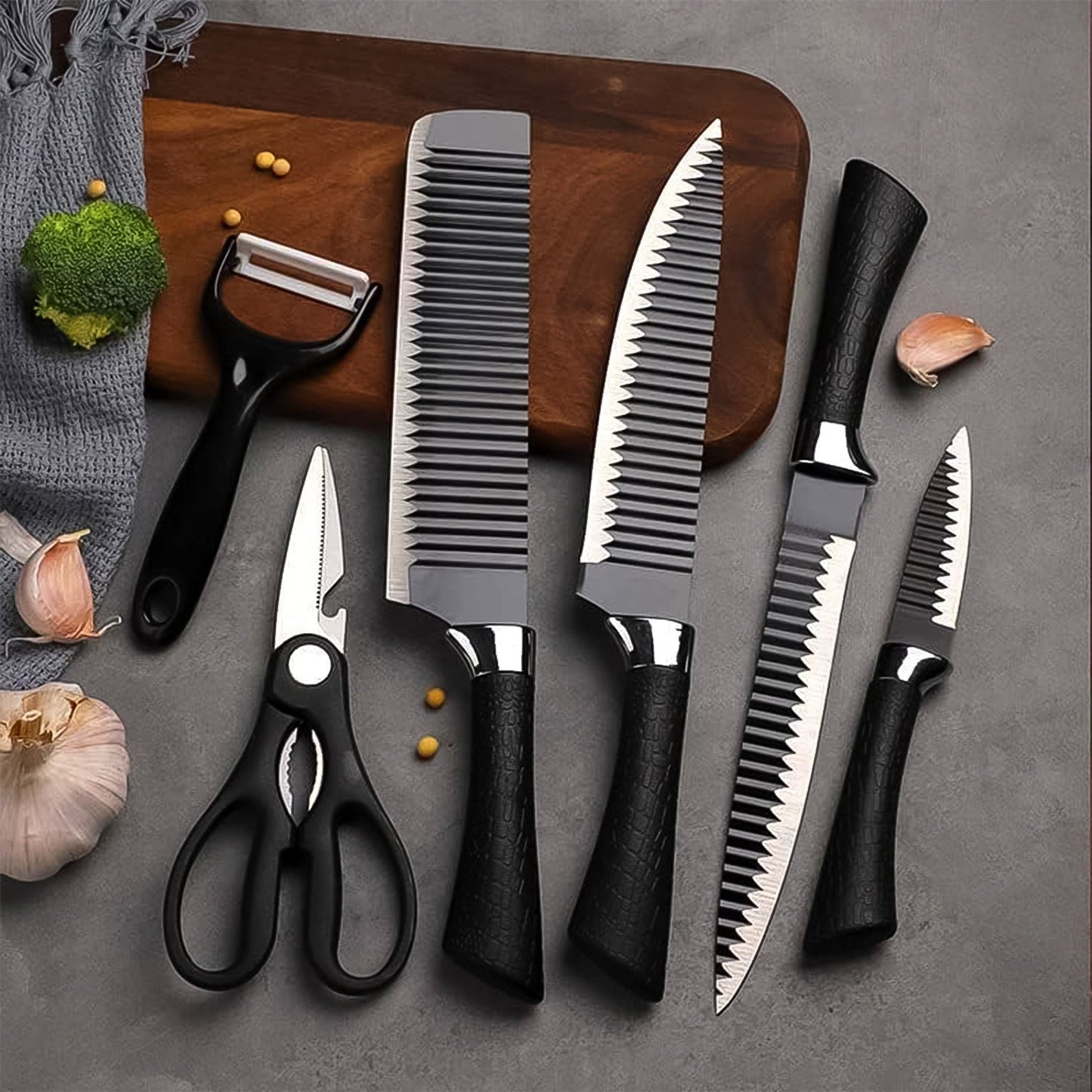 Stainless Steel Knife Set With Chef Peeler And Scissor (6 Pieces) Signature Kart