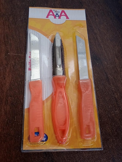 3in1 Multipurpose Stainless Steel Classic Kitchen Knife Set of 3 signaturekarts