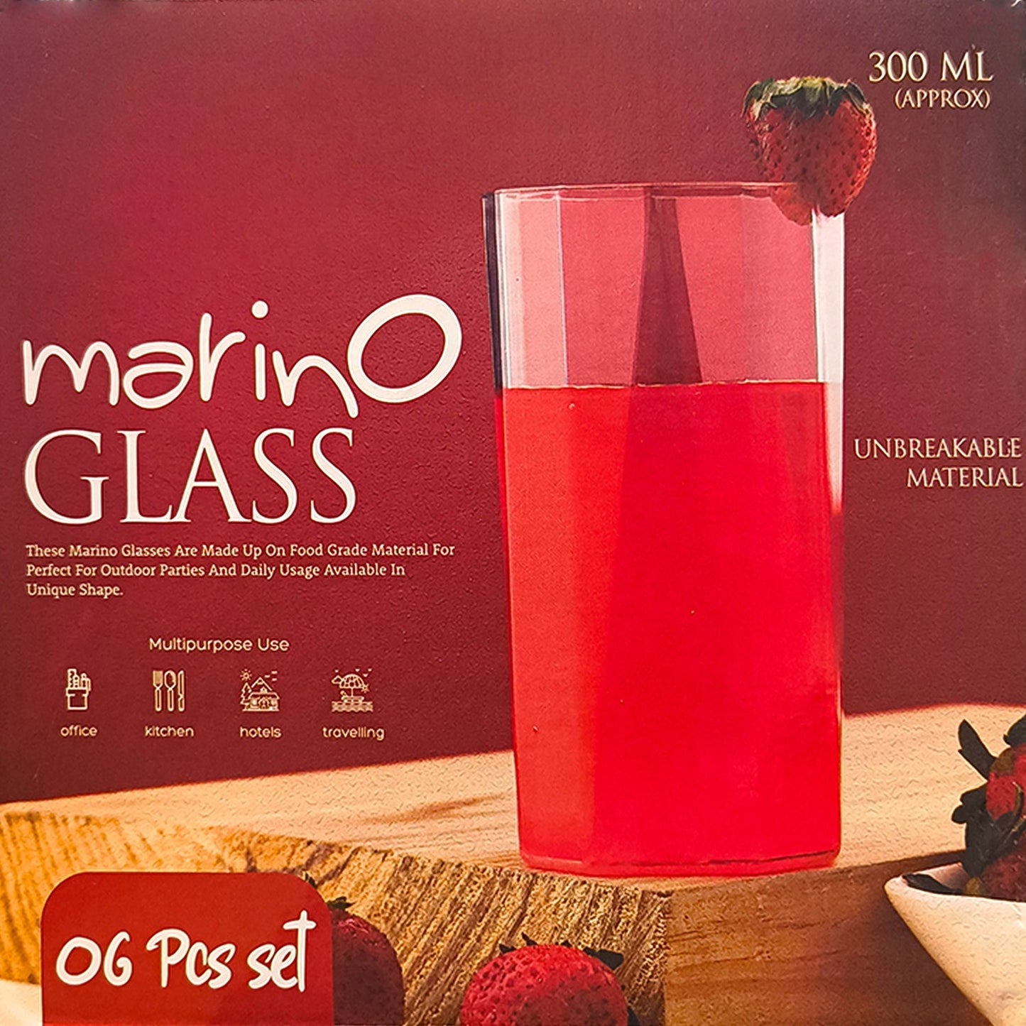 Apex Merino N’ Glass Unbreakable Plastic Drinking Glass Set (6Pc/300ml) Approx signaturekarts