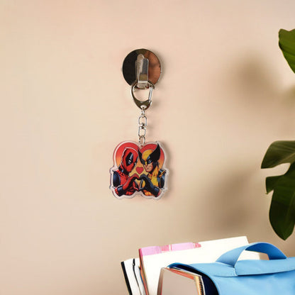 Stylish Acrylic Cartoon Character Keychain with Metal Clip (1 Pc) signaturekarts